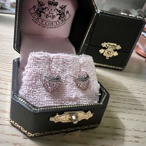 Juicy Couture Pink Pave Heart Stud Earrings - Rare Vintage Y2K